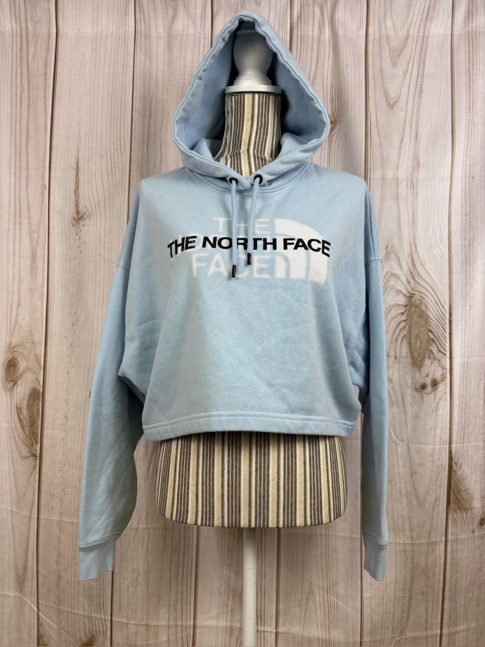 The North Face Cropped Hoodie Crop Drop Modern Relaxed Pullover Pale Blue Medium